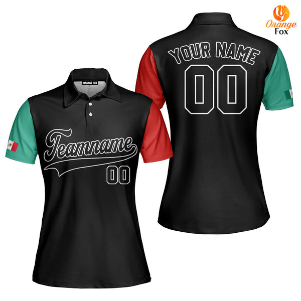 Mexican Flag Black White Custom Polo Shirt For Women