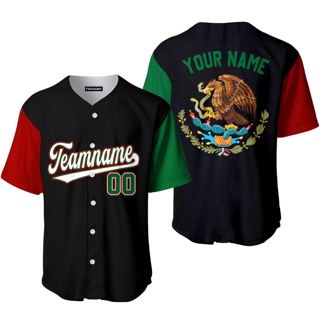 Mexican Flag Black White Green Custom Baseball Jerseys For Men & Women