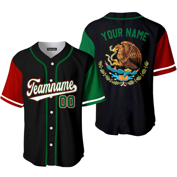 Mexican Flag Black White Green Custom Baseball Jerseys For Men & Women