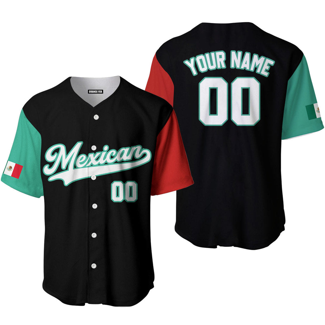 Mexican Flag Black White Green Custom Name Baseball Jerseys For Men & Women