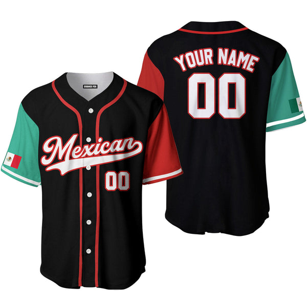 Mexican Flag Black White Red Custom Name Baseball Jerseys For Men & Women