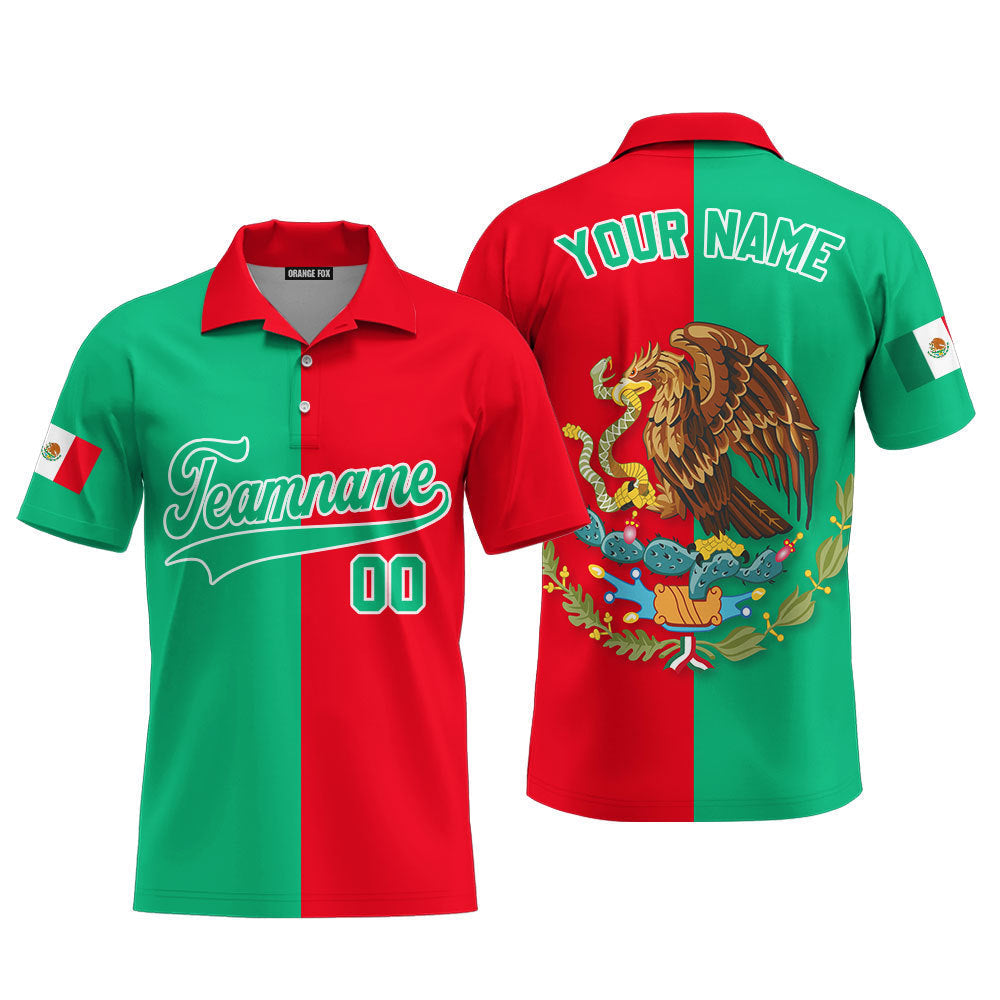 Mexican Logo Green White Custom Polo Shirt For Men