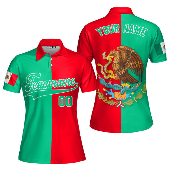 Mexican Logo Green White Custom Polo Shirt For Women