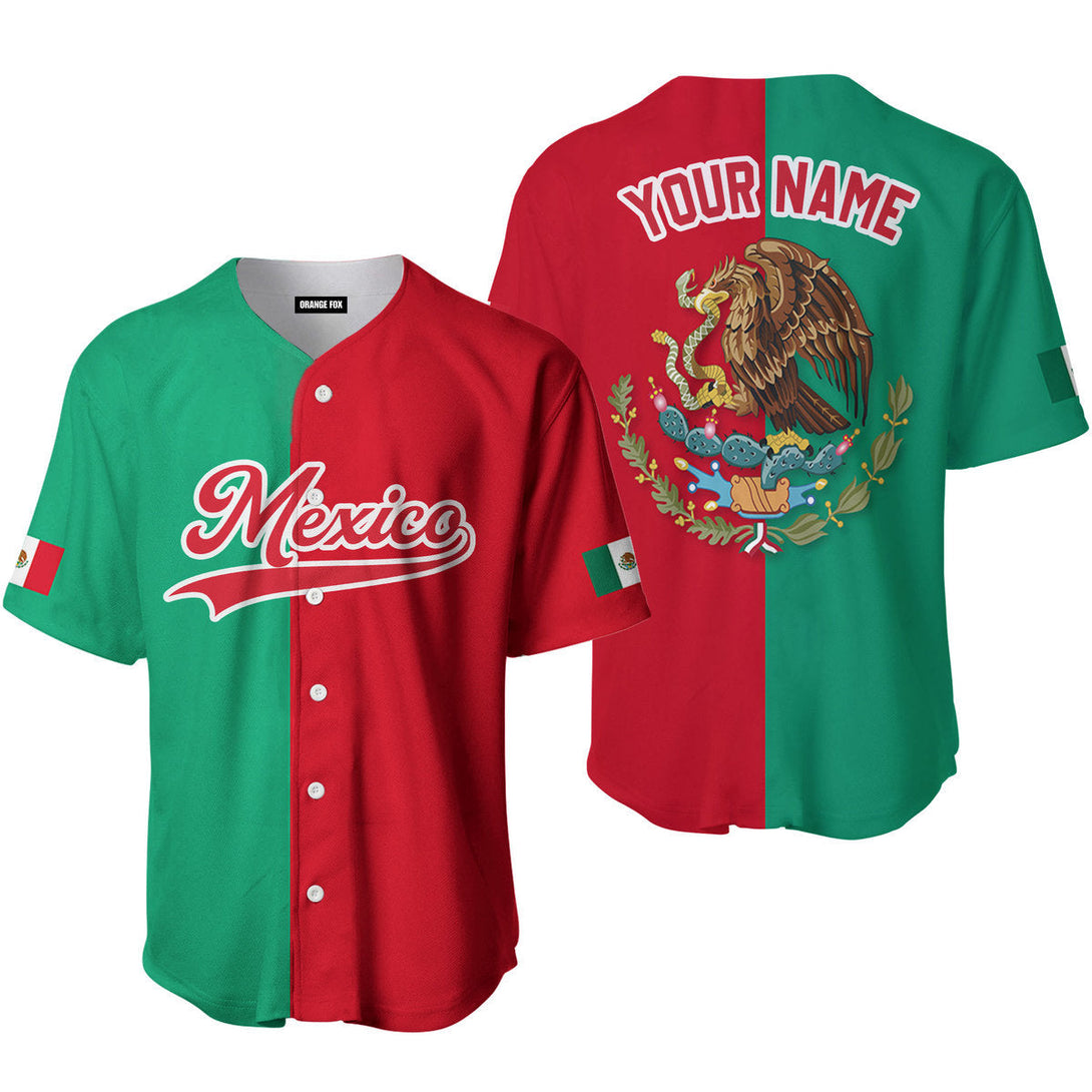 Mexican Logo Red White Custom Name Baseball Jerseys For Men & Women