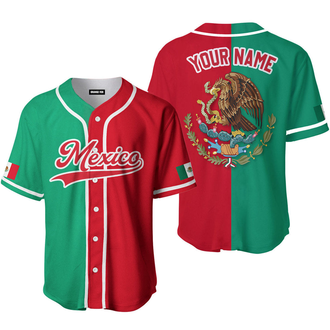 Mexican Logo Red White Custom Name Baseball Jerseys For Men & Women