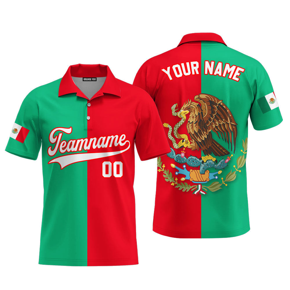 Mexican Logo Red White Custom Polo Shirt For Men