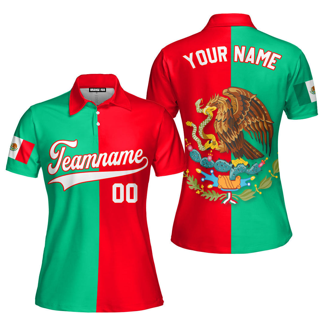 Mexican Logo Red White Custom Polo Shirt For Women