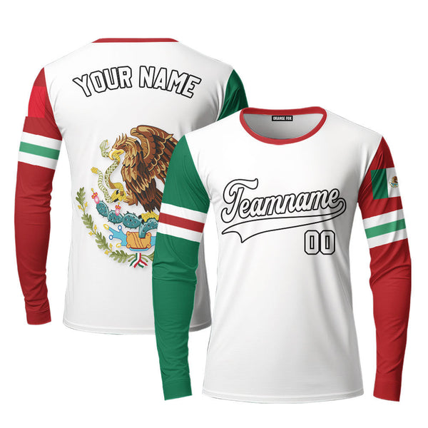 Mexican Logo White Black Custom Long Sleeve T-Shirt For Men & Women