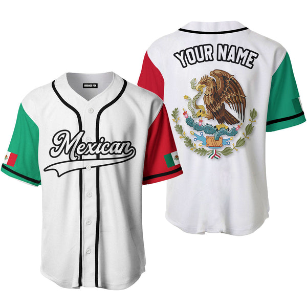 Mexican Logo White Black Custom Name Baseball Jerseys For Men & Women