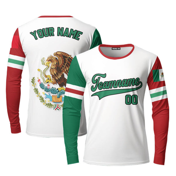 Mexican Logo White Green Black Custom Long Sleeve T-Shirt For Men & Women