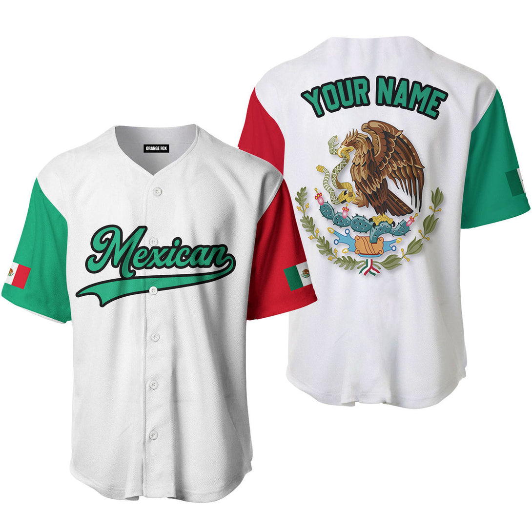 Mexican Logo White Green Black Custom Name Baseball Jerseys For Men & Women