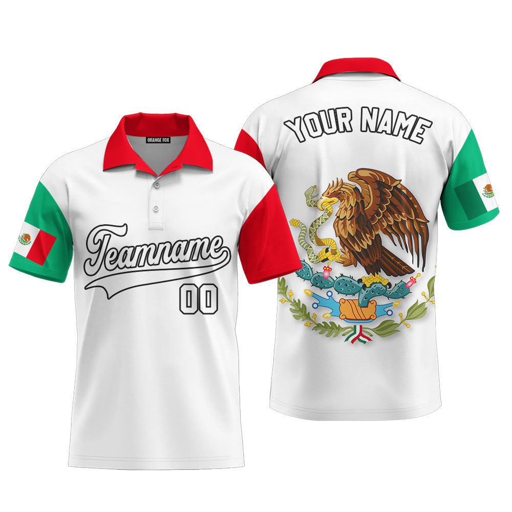 Mexican Logo White Green Black Custom Polo Shirt For Men