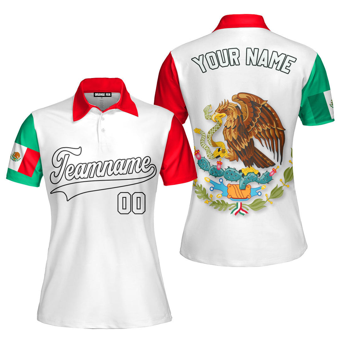 Mexican Logo White Green Black Custom Polo Shirt For Women