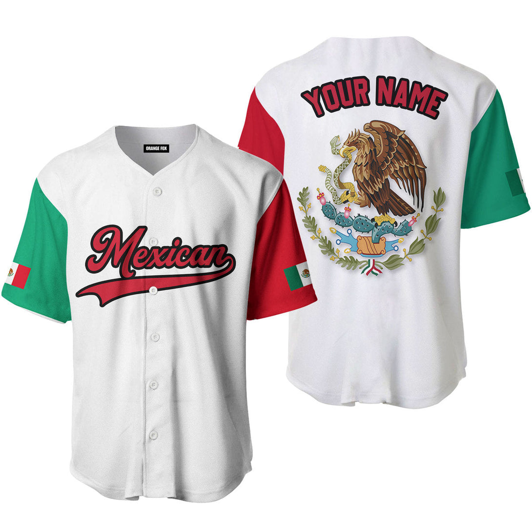 Mexican Logo White Red Black Custom Name Baseball Jerseys For Men & Women