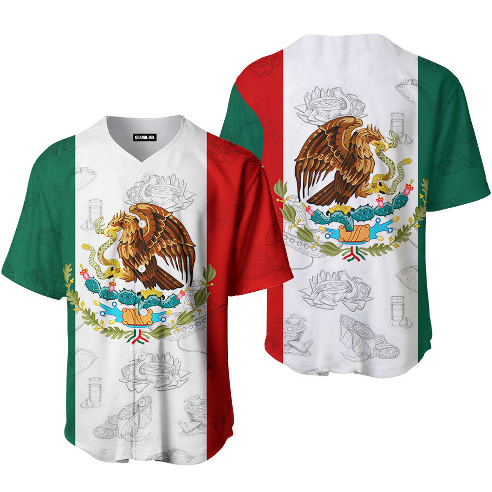 Mexican Mexico Flag Baseball Jersey For Men & Women