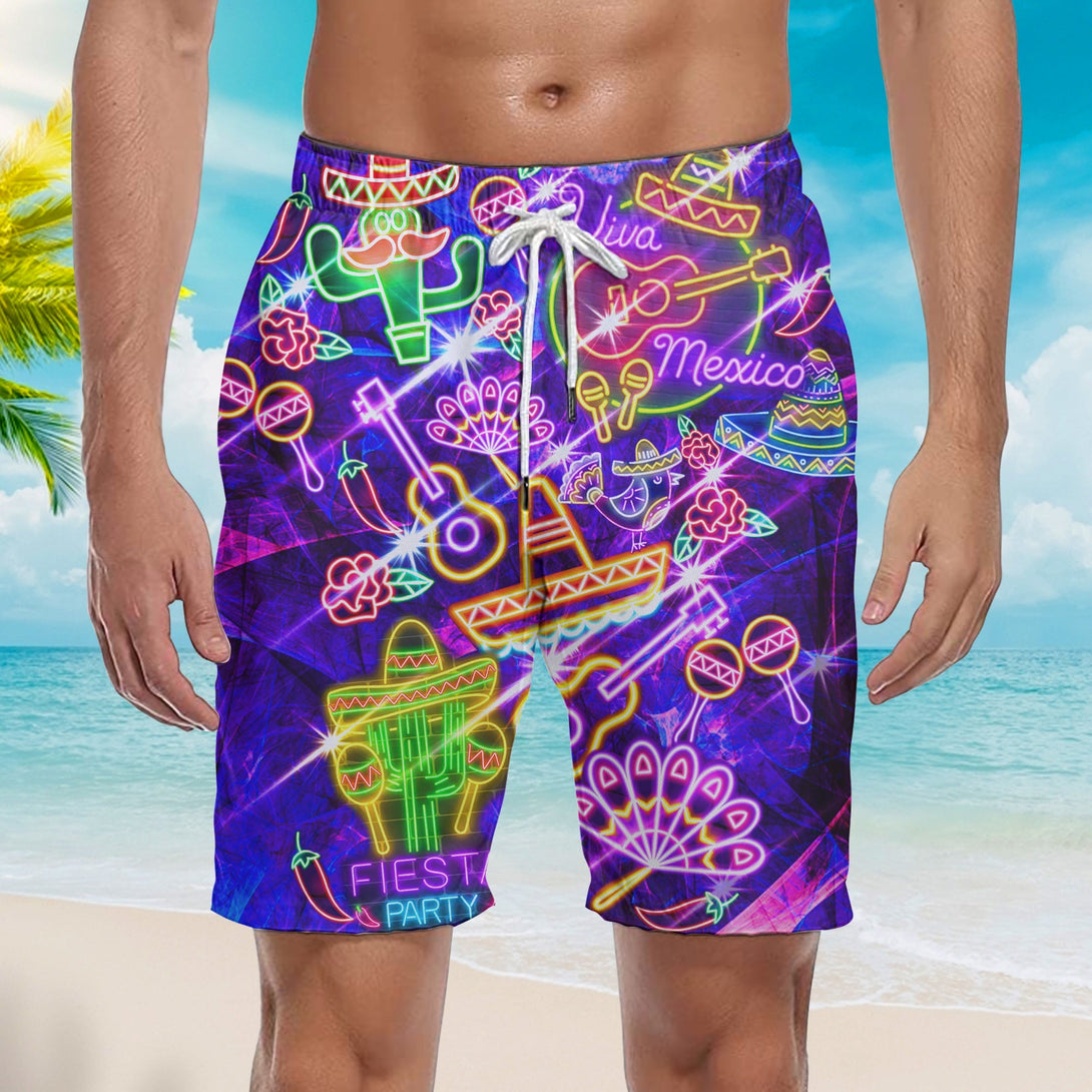 Mexican Neon Beach Shorts For Men