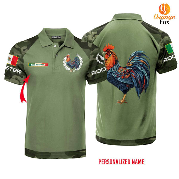 Mexican Rooster Camouflage Mexico Custom Name Polo Shirt For Men & Women