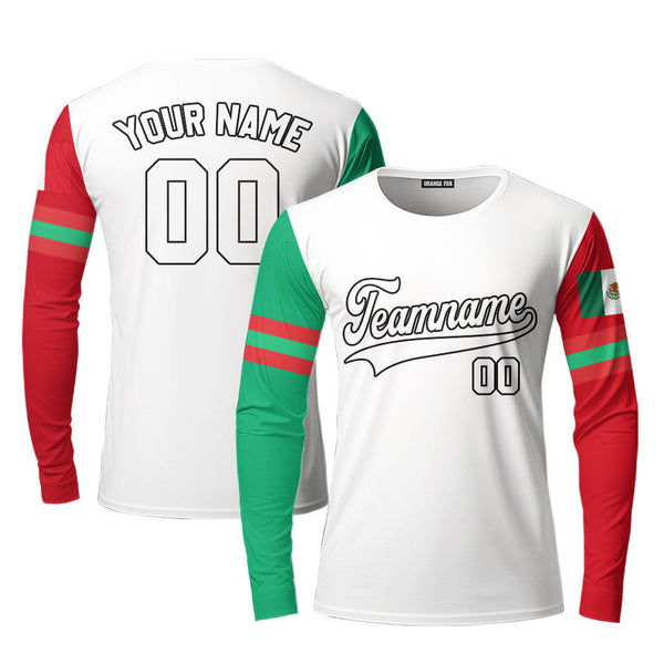 Mexican White Black Custom Long Sleeve T-Shirt For Men & Women