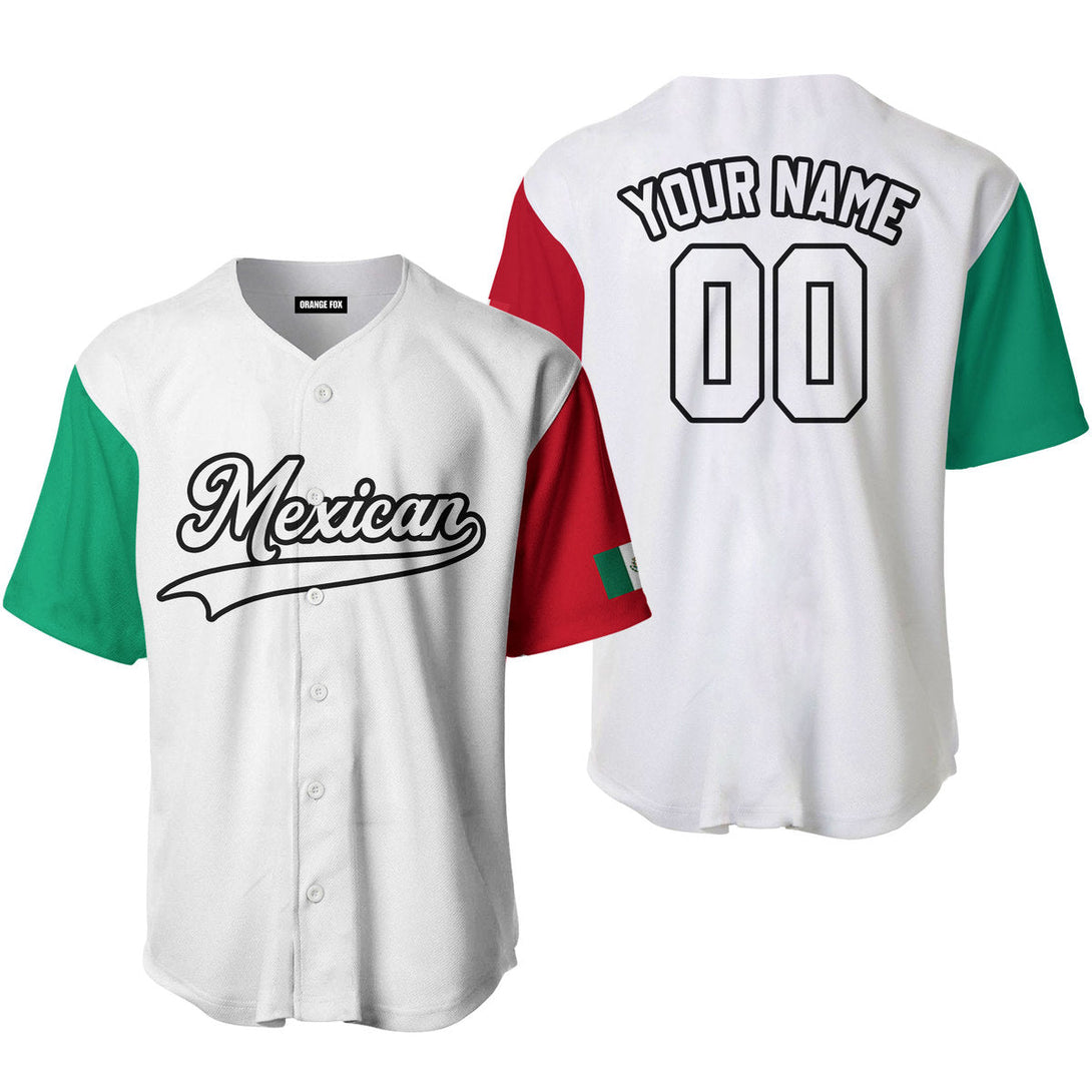 Mexican White Black Custom Name Baseball Jerseys For Men & Women