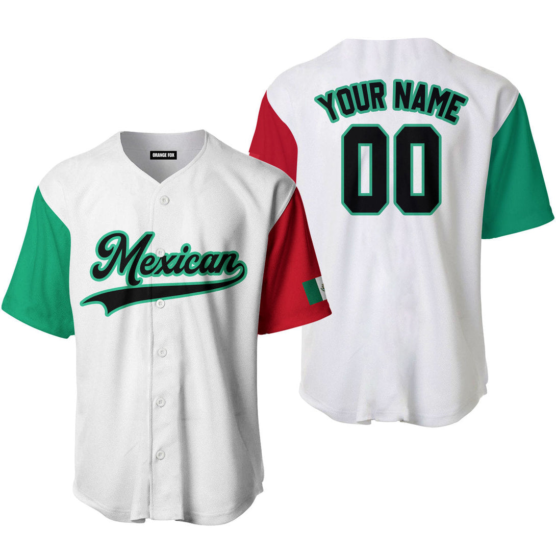 Mexican White Black Green Custom Name Baseball Jerseys For Men & Women