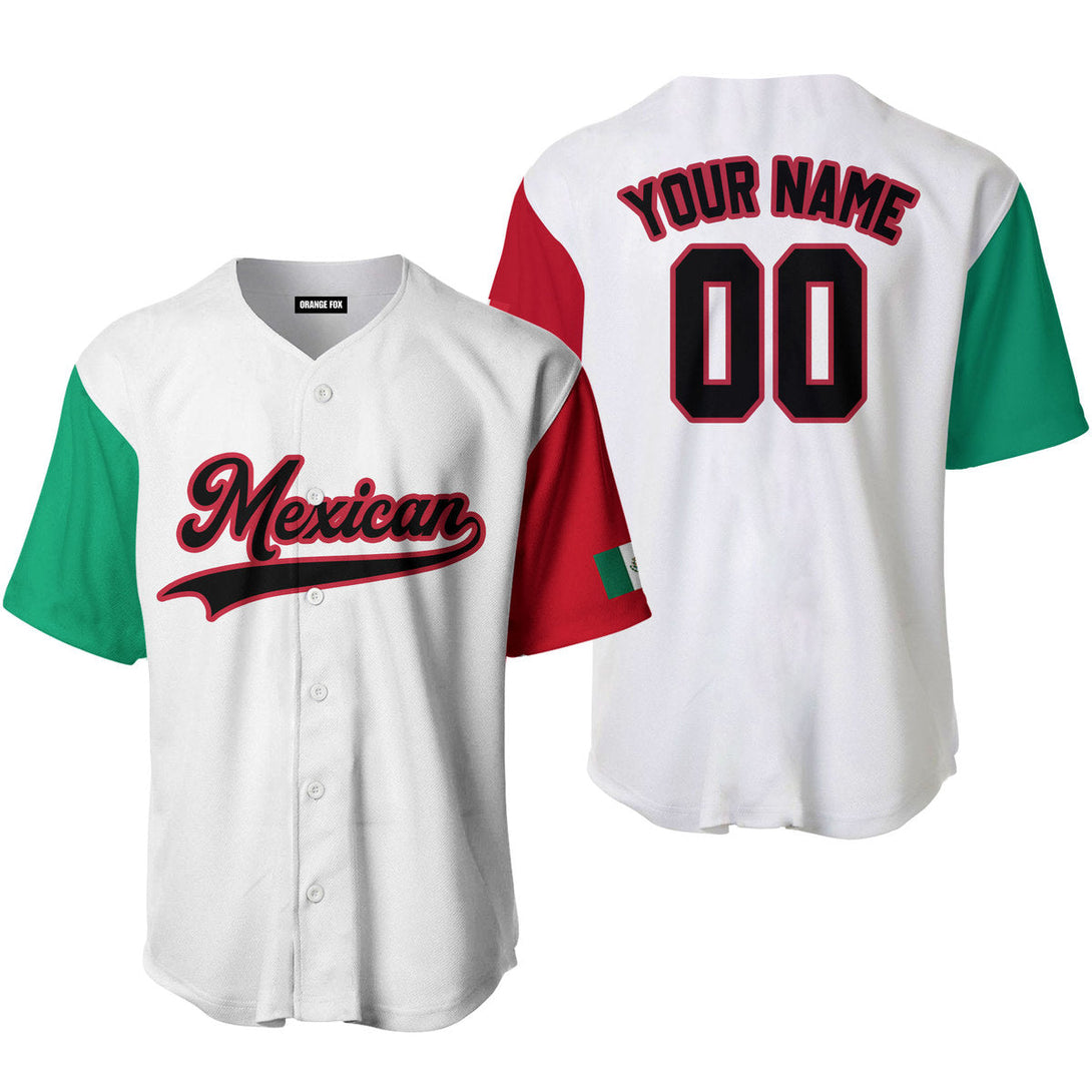 Mexican White Black Red Custom Name Baseball Jerseys For Men & Women