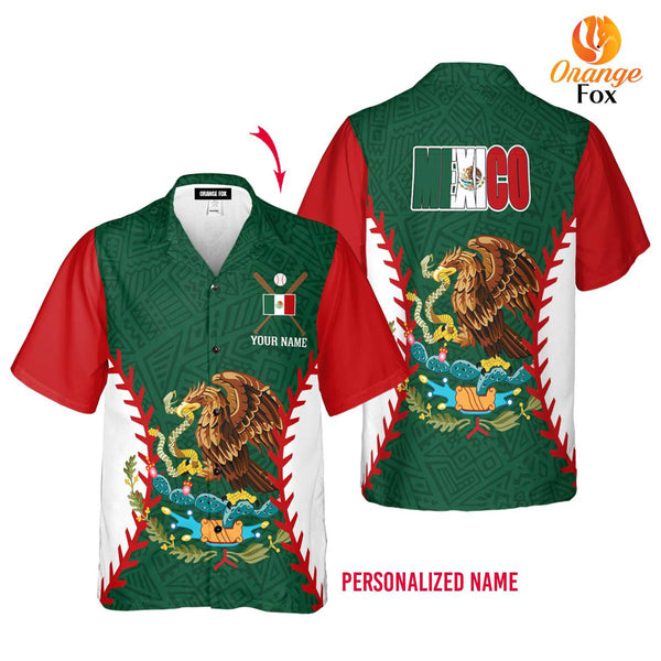 Mexico Baseball Mexican Flag Custom Name Hawaiian Shirt For Men & Women