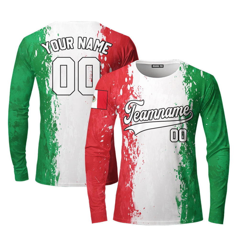 Mexico Colorful White Black Custom Long Sleeve T-Shirt For Men & Women