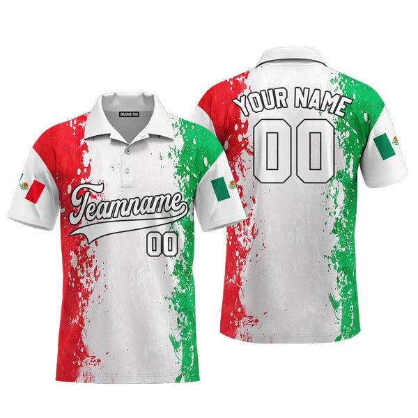 Mexico Colorful White Black Custom Polo Shirt For Men