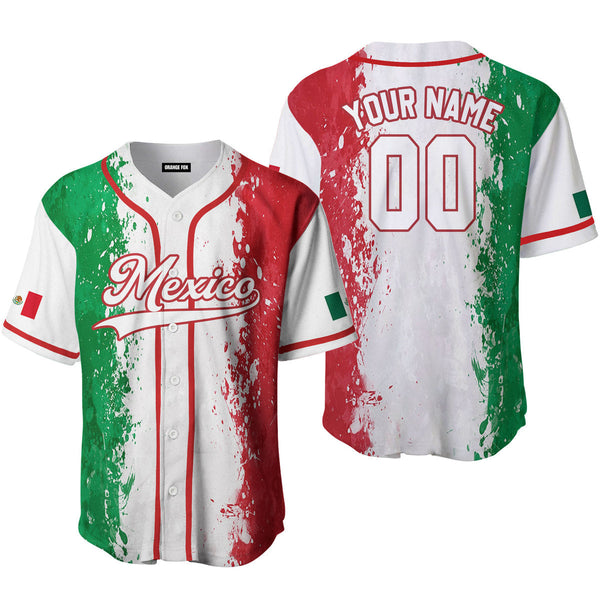 Mexico Colorful White Red Custom Name Baseball Jerseys For Men & Women