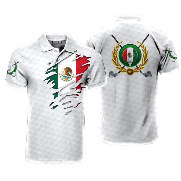Mexico Golf - Gift for Men, Golf Lovers, Mexican - Mexican Flag Polo Shirt