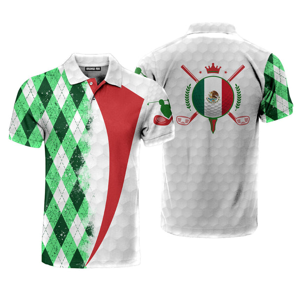 Mexico Golf - Gift for Men, Mexican, Golf Player - Mexican Flag Polo Shirt