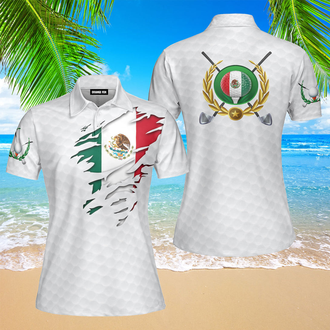Mexico Golf - Gift for Women, Golf Lovers, Mexican - Mexican Flag Polo Shirt