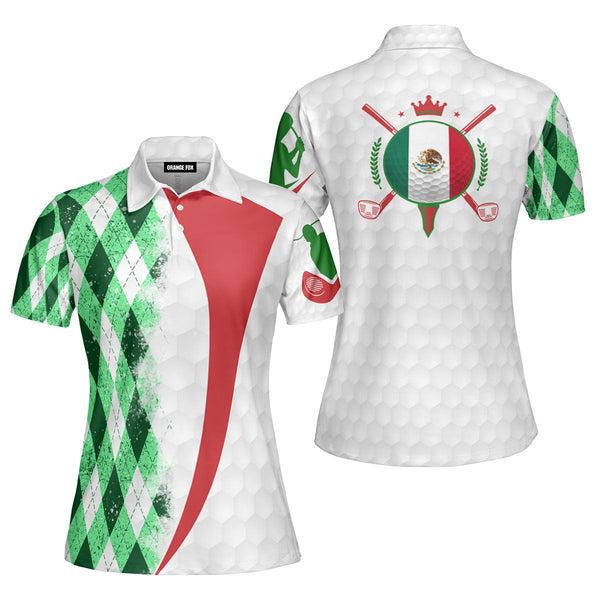 Mexico Golf - Gift for Women, Mexican, Golf Player - Mexican Flag Polo Shirt