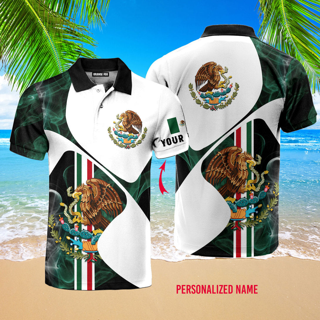 Mexico Golf Mexican Flag Custom Name Polo Shirt For Men & Women