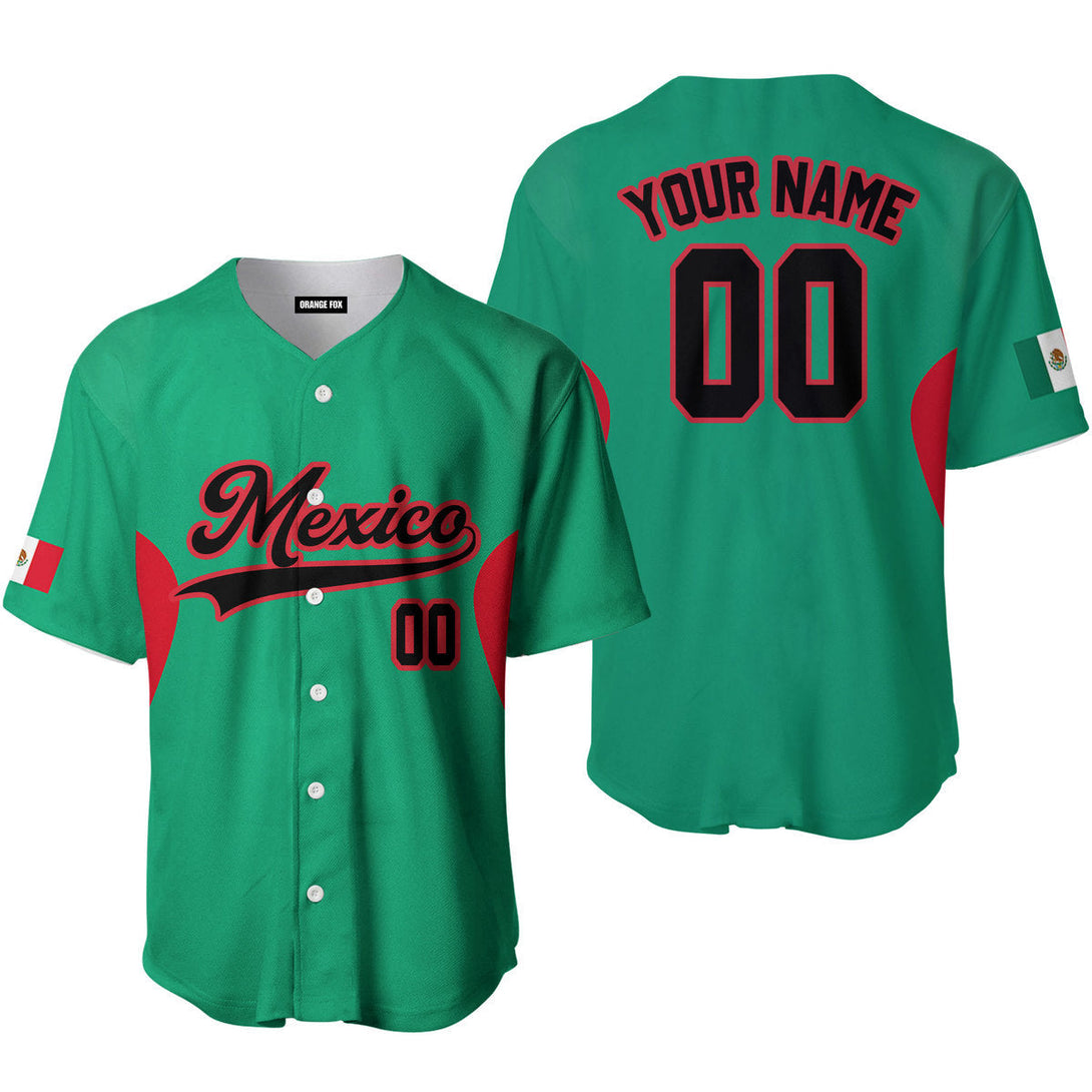 Mexico Green Black Red Custom Name Baseball Jerseys For Men & Women