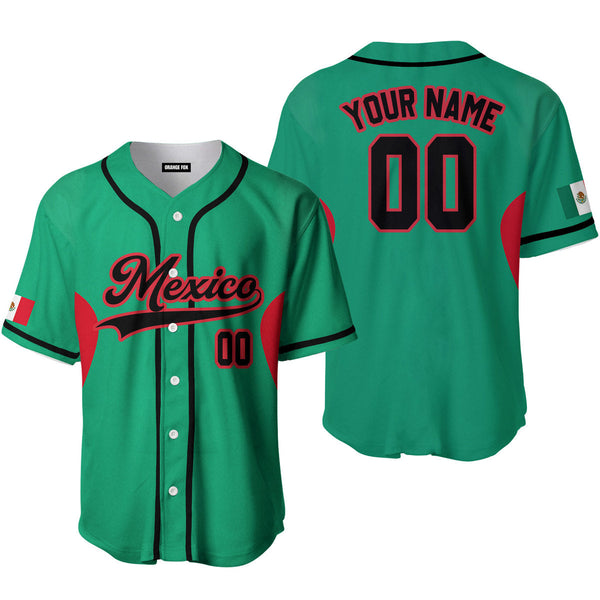 Mexico Green Black Red Custom Name Baseball Jerseys For Men & Women