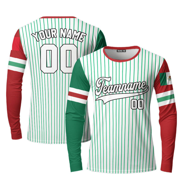 Mexico Green Striped Green Black Custom Long Sleeve T-Shirt For Men & Women