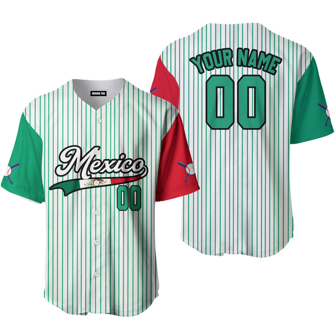 Mexico Green Striped Green Black Custom Name Baseball Jerseys For Men & Women