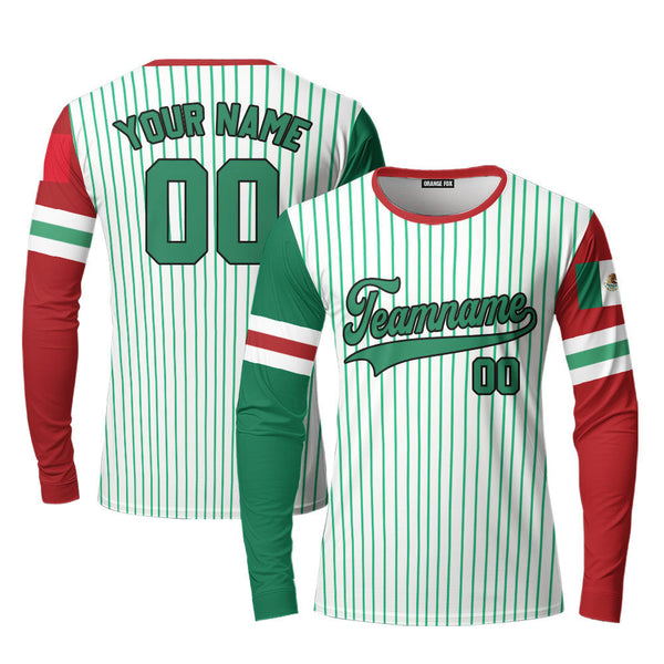 Mexico Green Striped Red Black Custom Long Sleeve T-Shirt For Men & Women