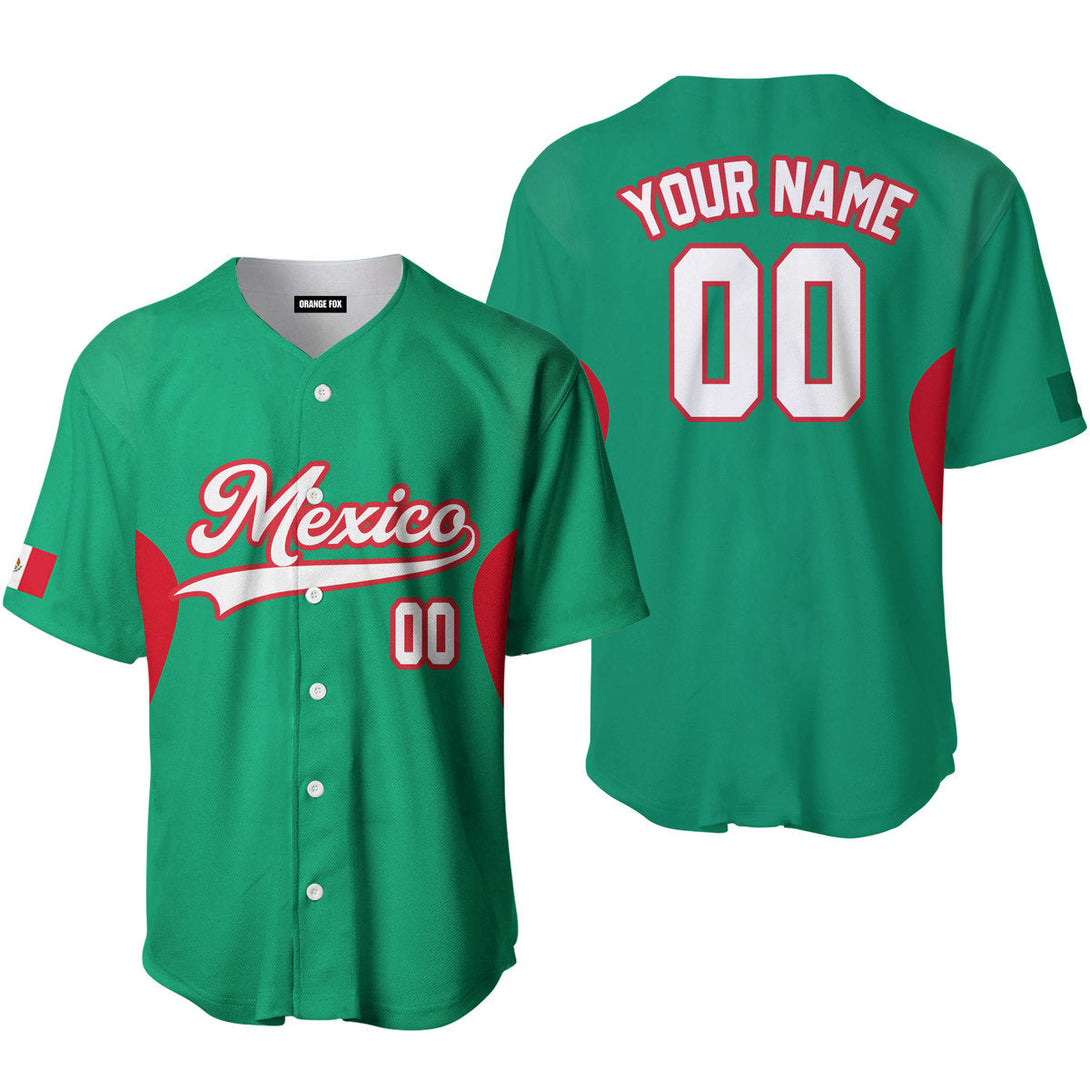 Mexico Green White Red Custom Name Baseball Jerseys For Men & Women