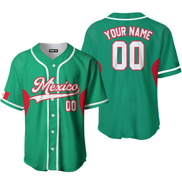 Mexico Green White Red Custom Name Baseball Jerseys For Men & Women