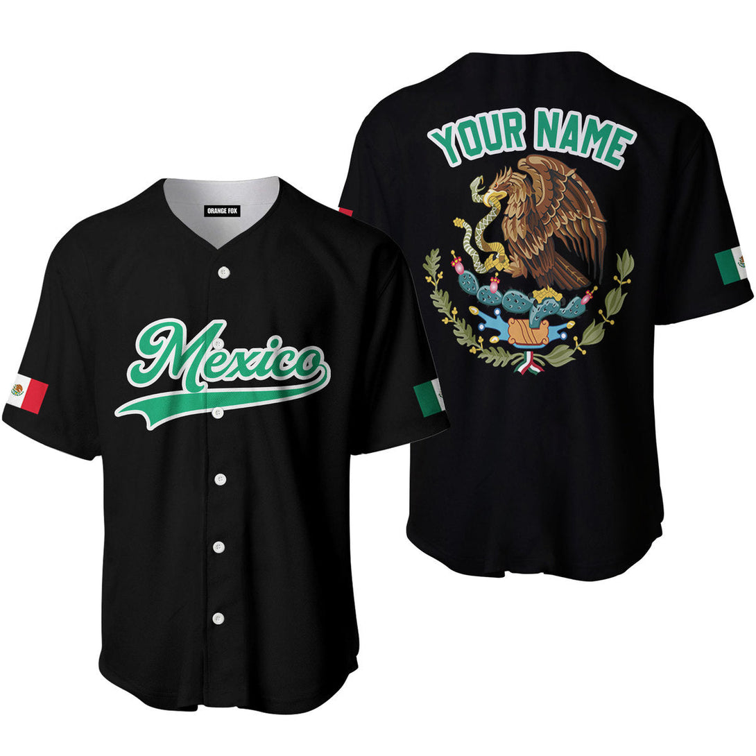 Mexico Logo Black Green White Custom Name Baseball Jerseys For Men & Women