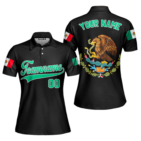 Mexico Logo Black Green White Custom Polo Shirt For Women