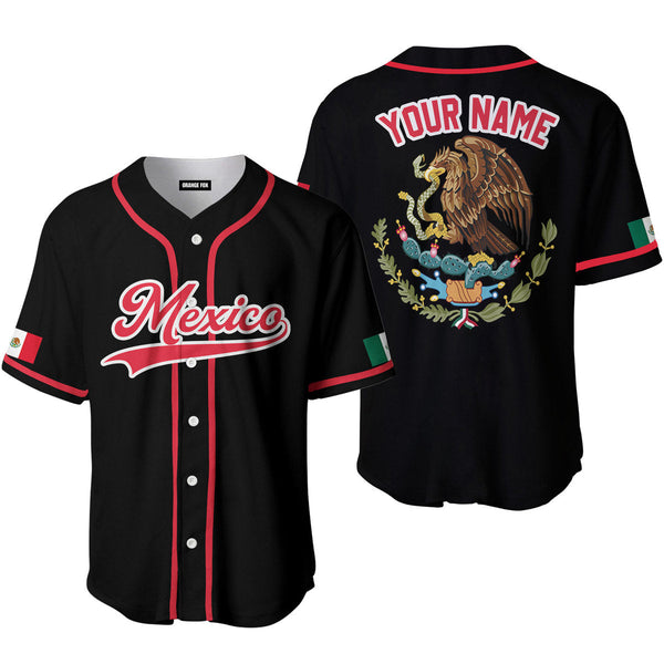 Mexico Logo Black Red White Custom Name Baseball Jerseys For Men & Women