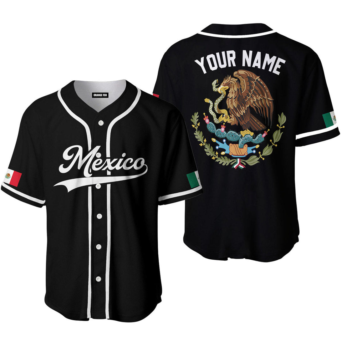 Mexico Logo Black White Custom Name Baseball Jerseys For Men & Women