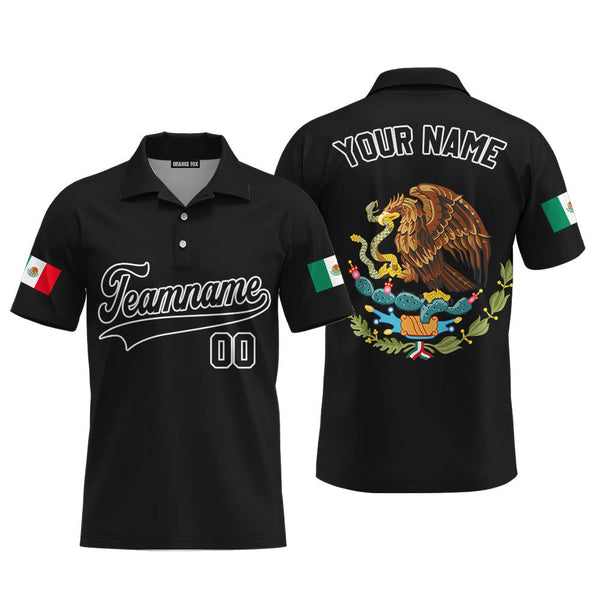 Mexico Logo Black White Custom Polo Shirt For Men