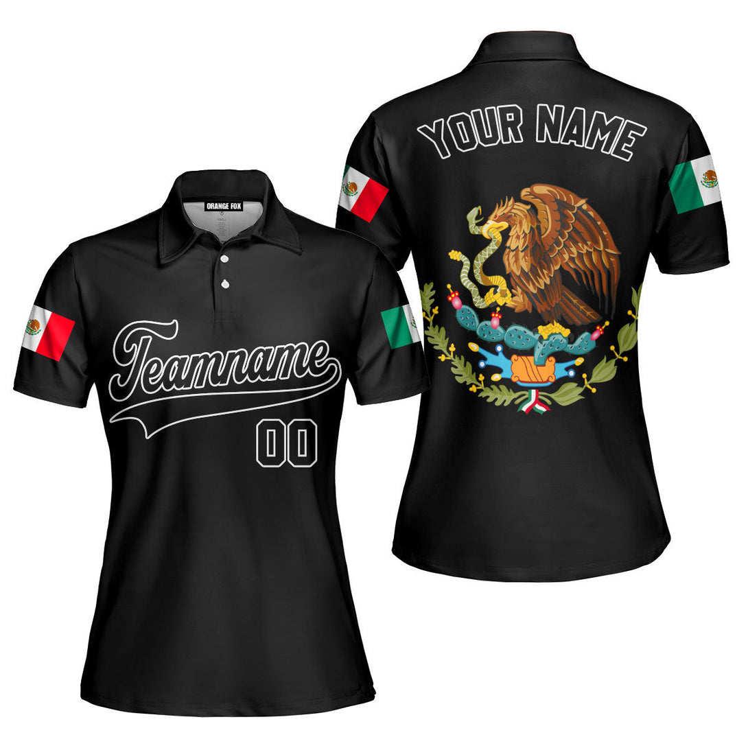 Mexico Logo Black White Custom Polo Shirt For Women