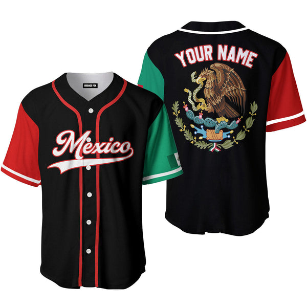 Mexico Logo Black White Red Custom Name Baseball Jerseys For Men & Women