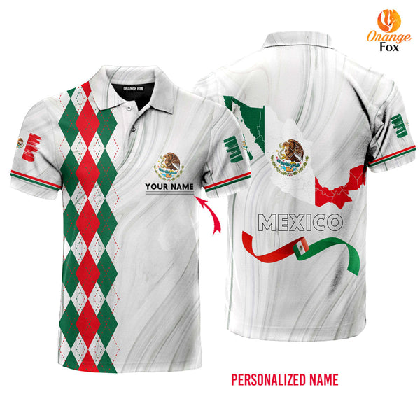Mexico Mexican Flag Golf Shirt Custom Name Polo Shirt For Men & Women