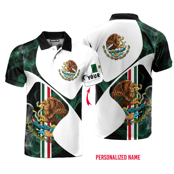 Mexico Rooster Golf Mexican Flag Custom Name Polo Shirt For Men & Women